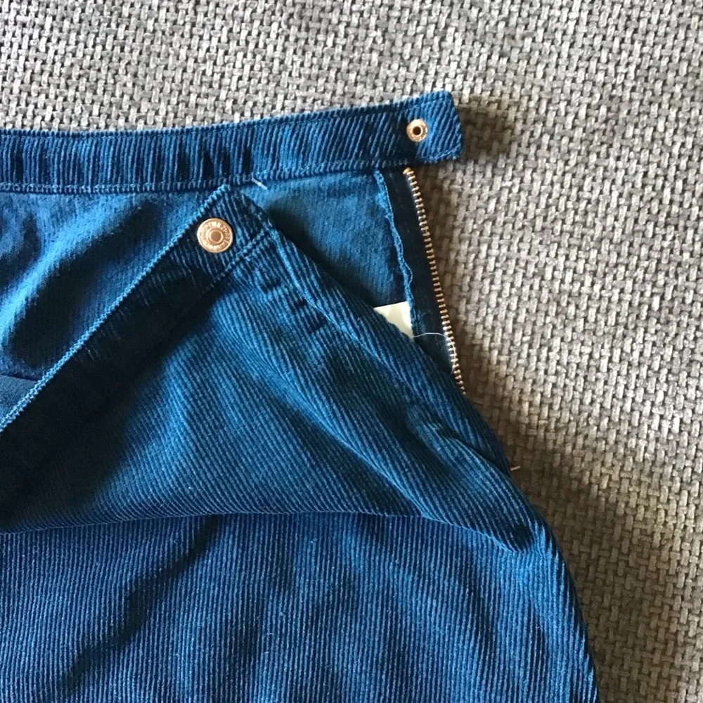 NWT Corduroy Mini Skirt Navy Blue A-Line High Waist S/M Dark Academia 90s Indie